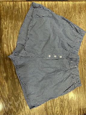 Daily Drills Striped Cotton Shorts in Blue & White Size Medium